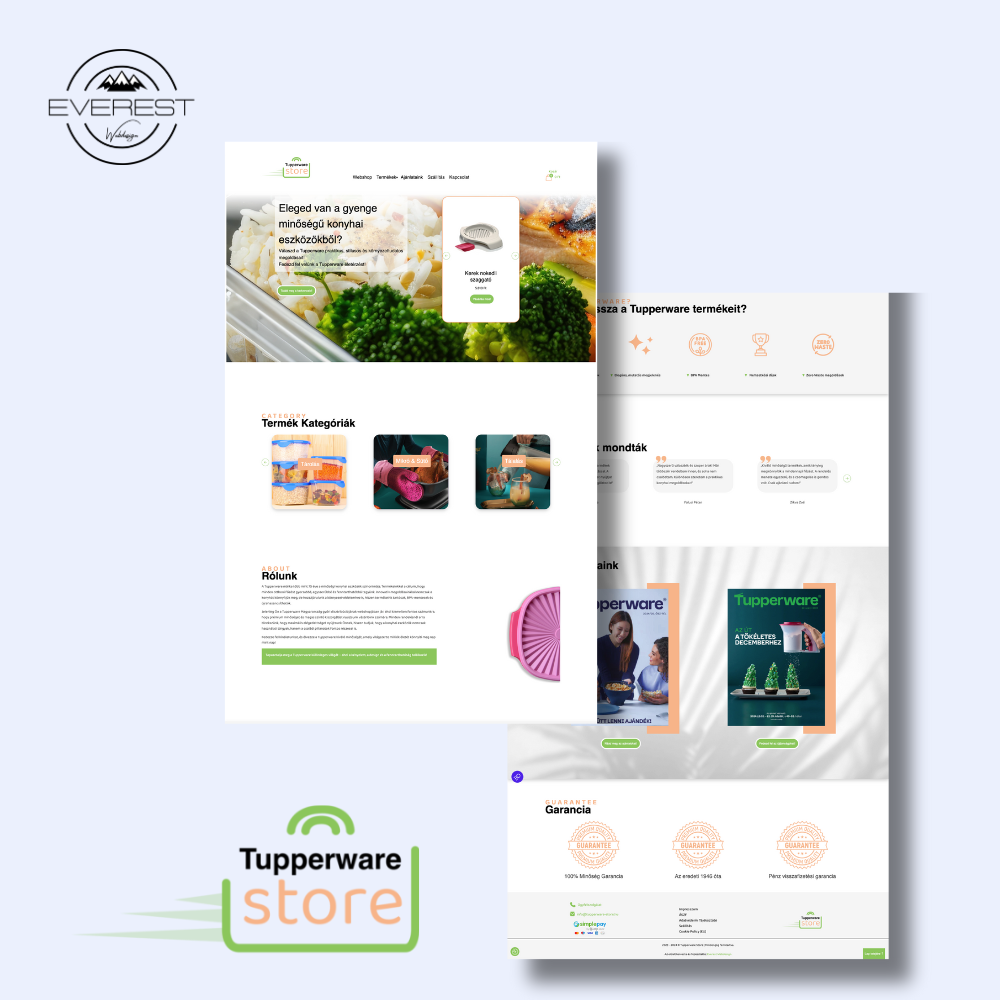 Tupperware Store webshop felület