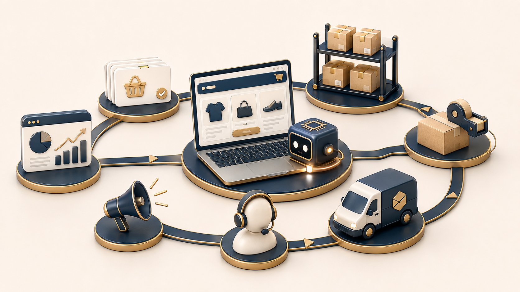 Egy AI-val épített webshop mögötti üzleti rendszer elemei